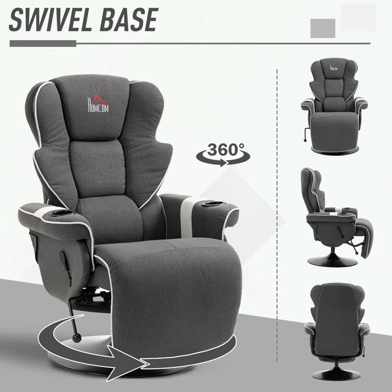 HomCom Faux Leather Manual Swivel Ergonomic Recliner | Wayfair