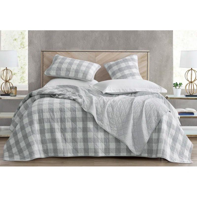 Chezmoi Collection Cotton Plaid Quilt Set
