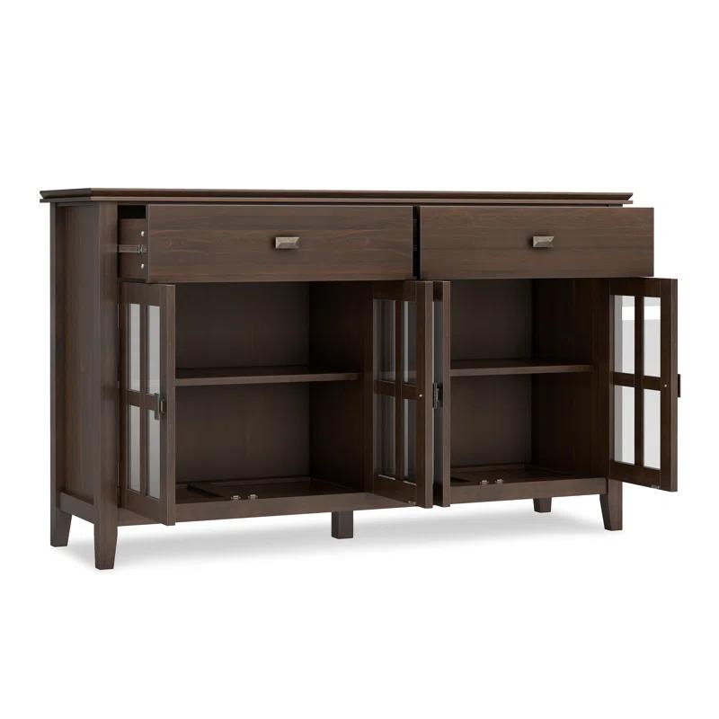 Simpli Home Artisan Solid Wood Large 4-Door Sideboard Buffet, Transitional-Style Storage Cabinet For The Dining Room, Kitchen, Or Living Room