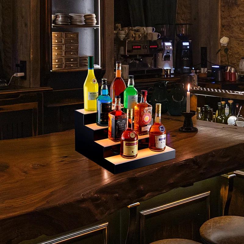 Ivy Bronx Ivy Bronx LED Lighted Liquor Bottle Display Bar Shelf RF & App Control 16" 4-Step