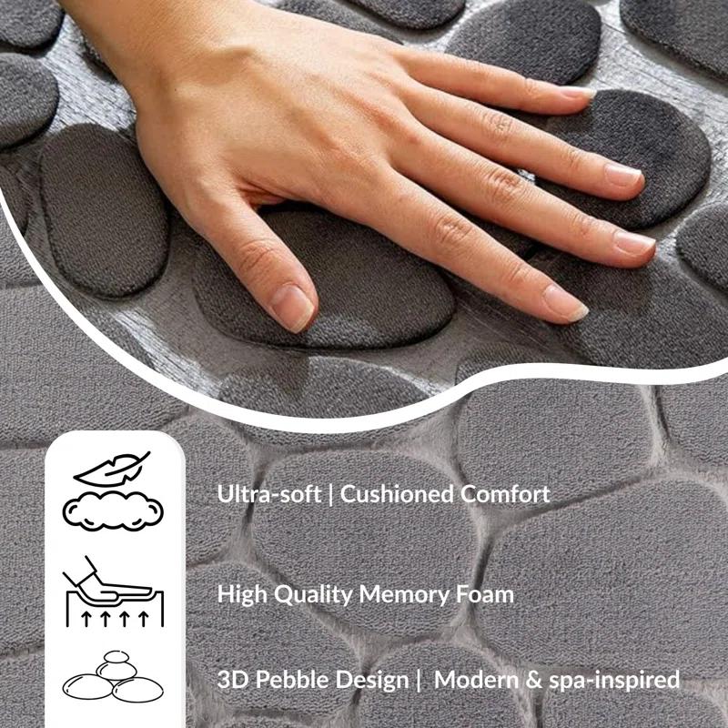 Evideco Pebble Runner Mat - Memory Foam - 48"L x 18"W for Kitchen, Bathroom and more