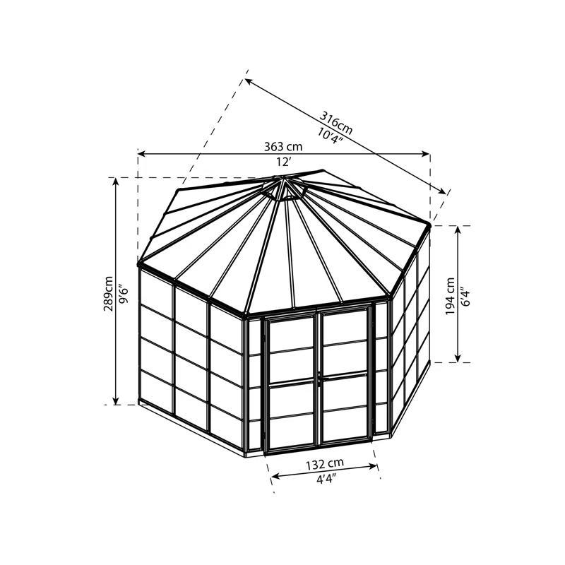 Canopia Palram - Canopia Oasis 12' x 10' Hexagonal Walk-In Hobby Polycarbonate Aluminum Frame Greenhouse Outdoor Living Structure - Gray