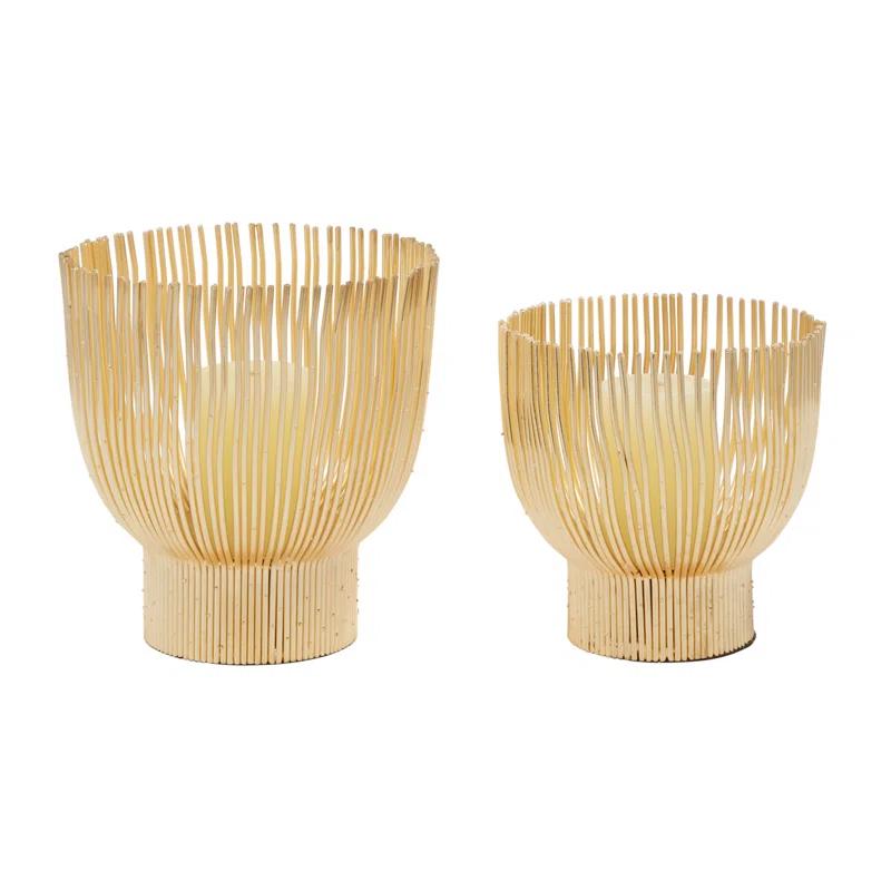 Cosmoliving By Cosmopolitan 2-Piece Cream Metal Candle Holder | Wayfair