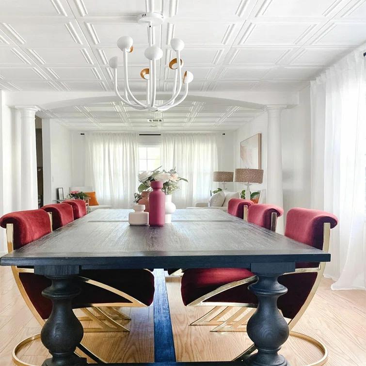 A La Maison Ceilings Line Art 1.6 ft. x 1.6 ft. Polystyrene Glue-up Ceiling Tile (Set of 96)