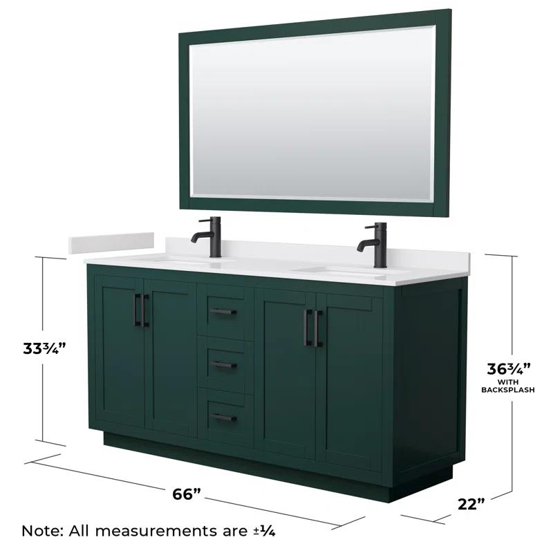 Wyndham Collection Miranda 66" Freestanding Double Bathroom Vanity with Cultured Marble Top with 58" Mirror