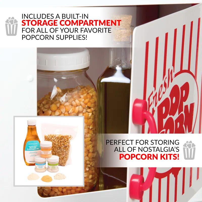 Nostalgia Nostalgia PC25RW 2.5-Ounce Kettle Popcorn Cart, Makes 10-Cups of Popcorn, 48-Inches Tall, Red/White