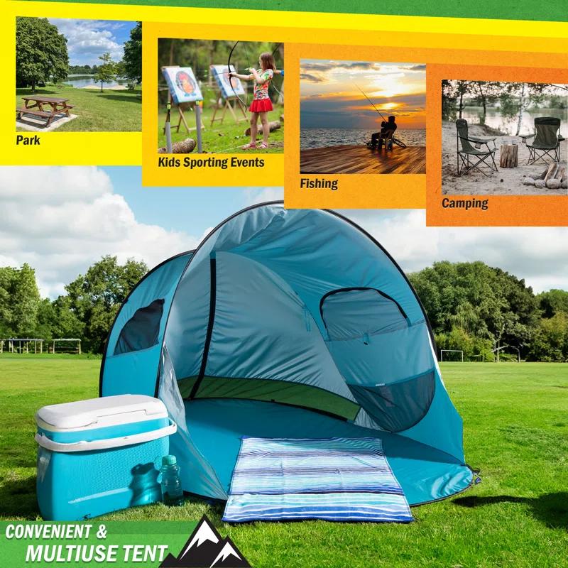wakeman Wakeman UPF50+ Pop Up Beach Tent Sun Shelter, Blue
