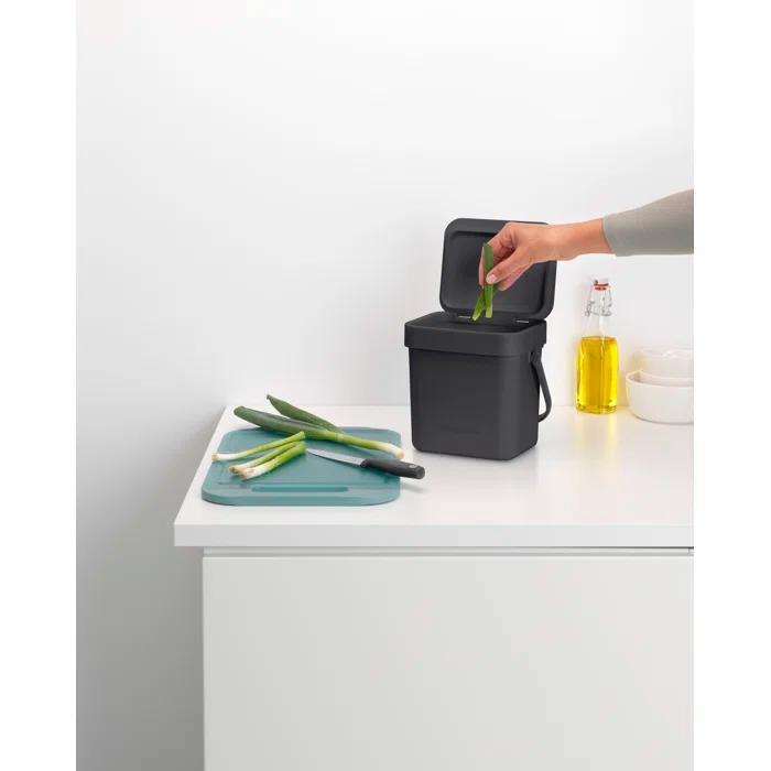 Brabantia Sort & Go 0.8 Gallon Plastic Odor Resistant Indoor Kitchen Composter