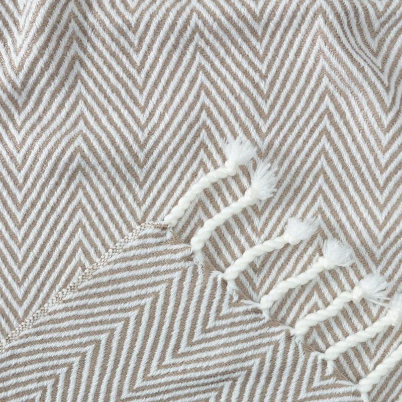 Chanasya Textured Knit Throw Blanket with Tassels - 50" x 65” - Taupe