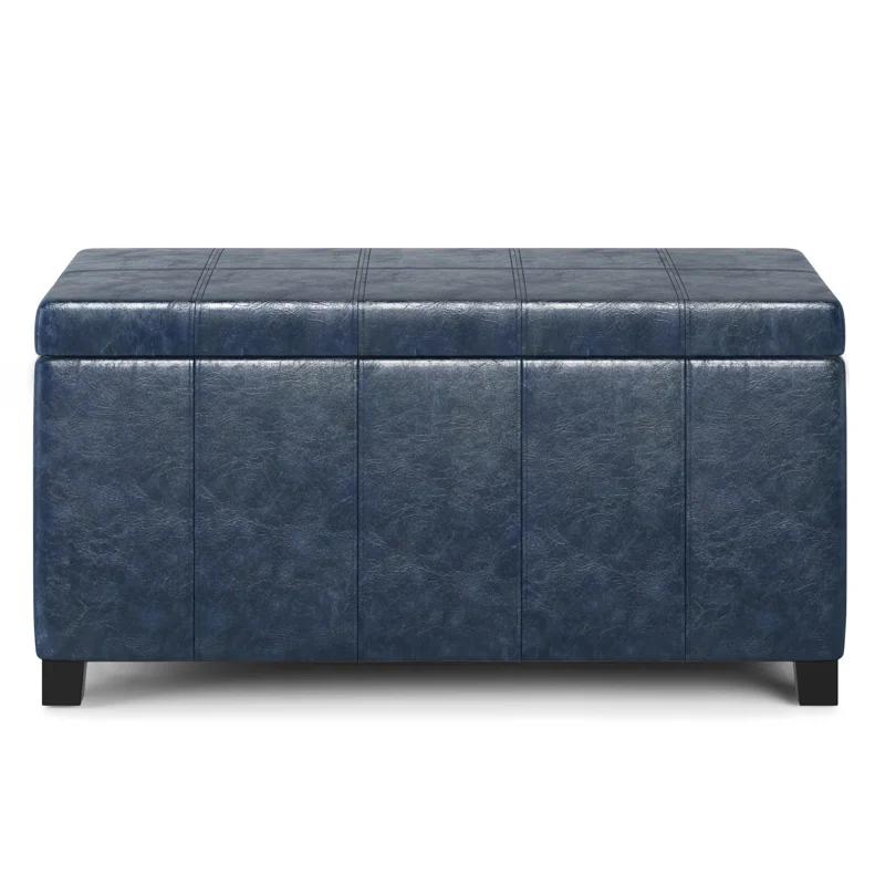Simpli Home Dover 36"W Upholstered Storage Ottoman Bench with Lift-Top and Large Interior Storage