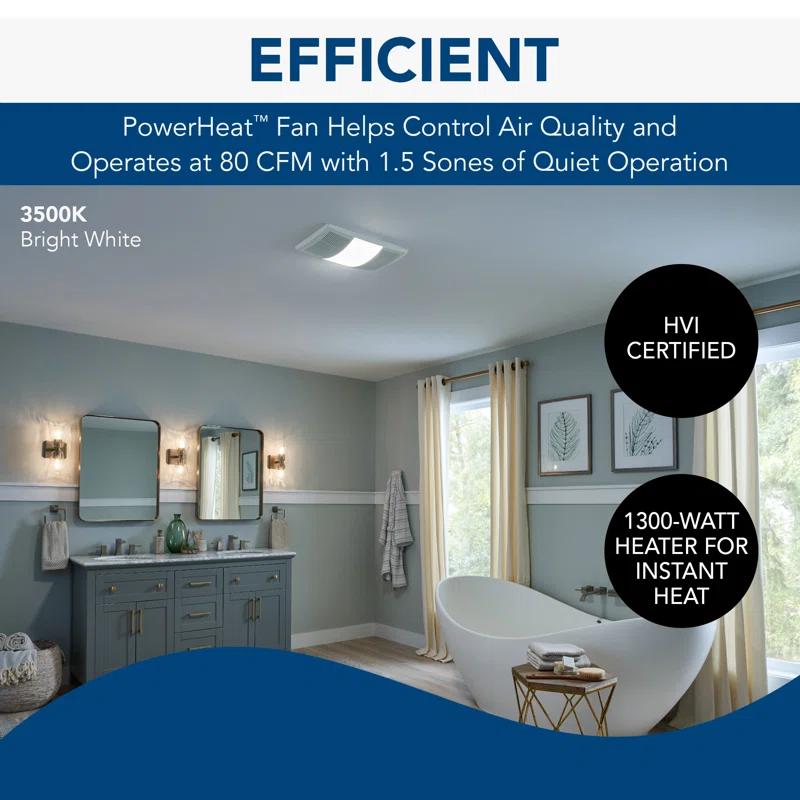 Broan NuTone BHFLED80 80 CFM Bathroom Fan