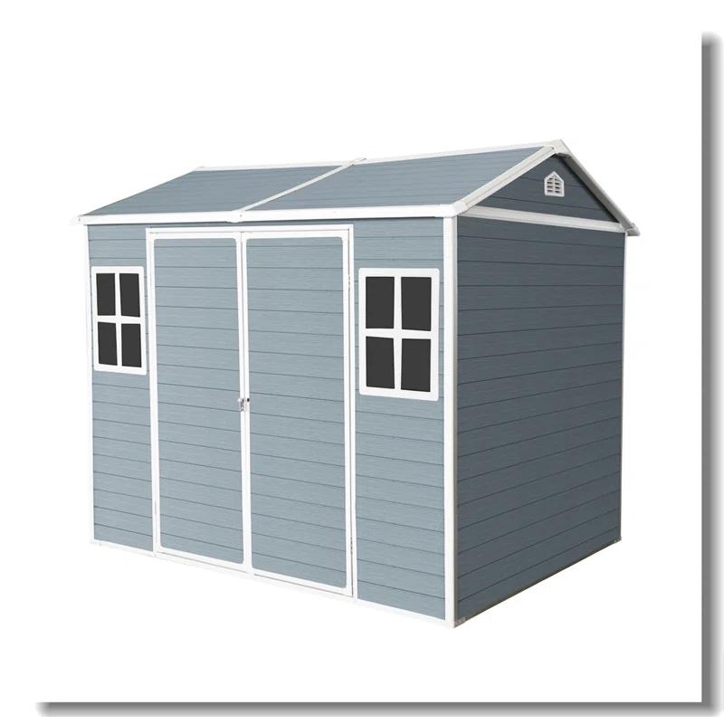 Tryimagine 8 X 6 Ft Resin Outdoor Storage Shed Waterproof Shed With Floor & Two Windows & Lockable Door, Tool Shed For Garden, Patio, Backyard