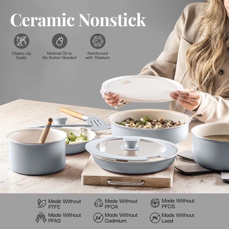 Gotham Steel Gotham Steel 18 Piece Detachable Handle Ceramic Nonstick Cookware Set