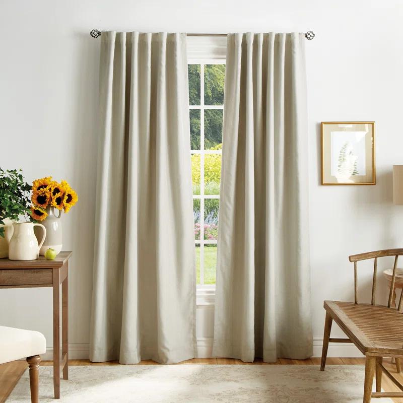 Bedford Polyester Blackout Curtain Panel Pair Linen (Set of 2)