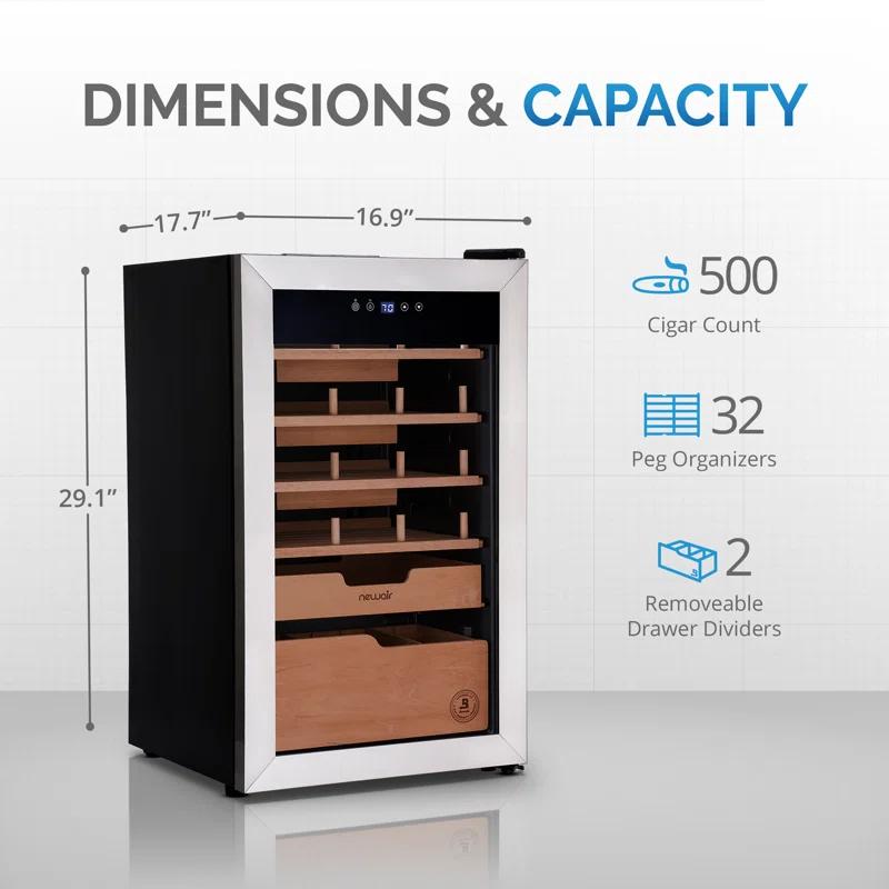 Newair Newair x Boveda 500 Count Electric Humidor, Spanish Cedar Shelves, Temperature Control,Cigar Humidor