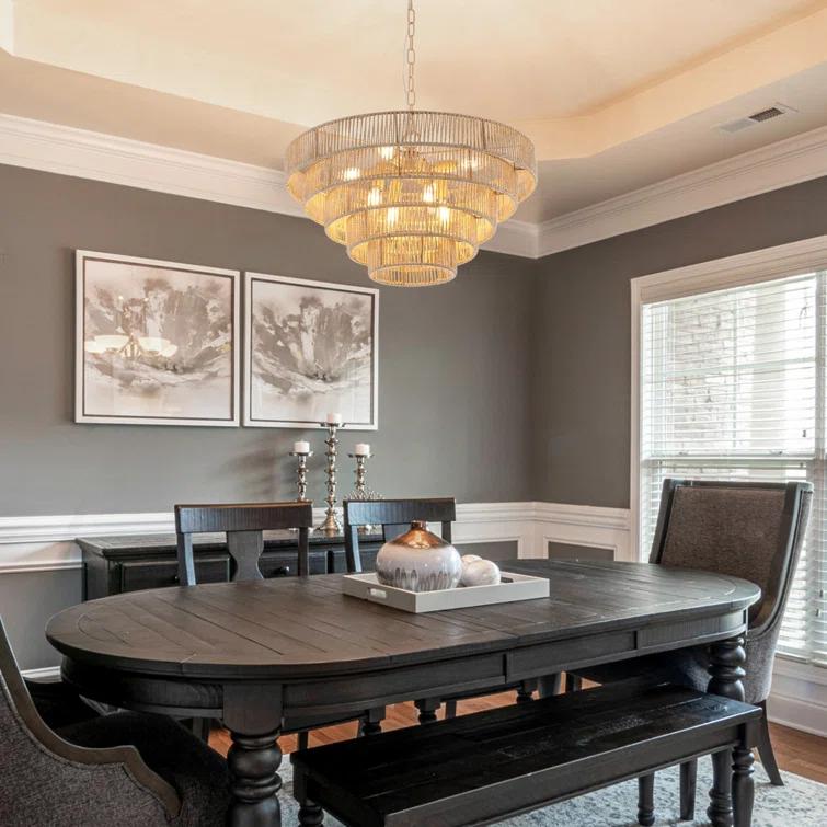 HLILish Bohemian Style Woven Pendant Light 23.6 Inch Rattan Ligh Large Rattan Pendant Light With 5-Tier Rattan Chandelier--Wood