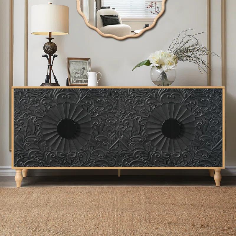 red chair Sideboards with Carved Symmetrical Design Door