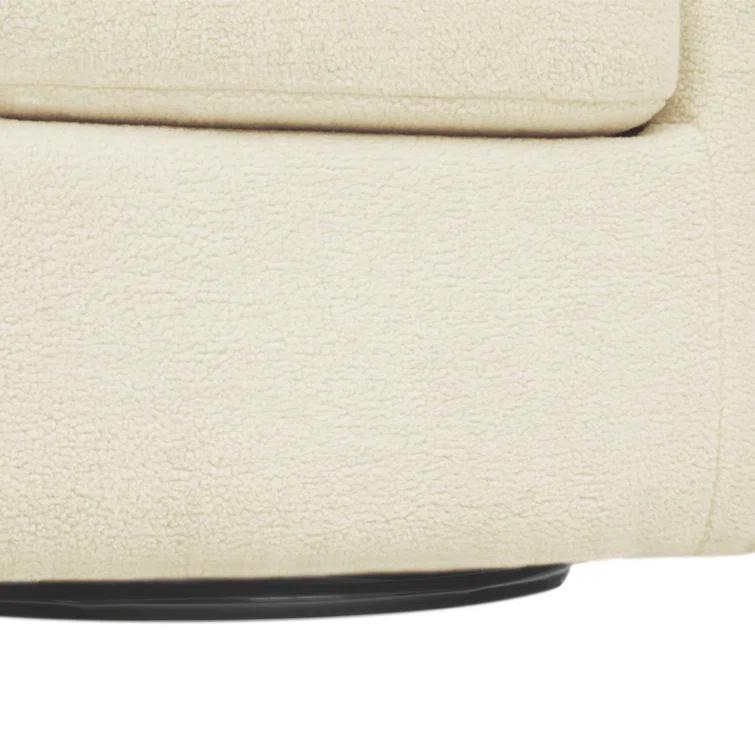Latitude Run® Swivel Mid-Century Modern Accent Tub Chair with Faux Shearing Upholstery and Hidden Base