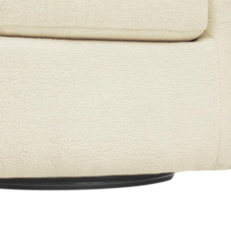 Latitude Run® Swivel Mid-Century Modern Accent Tub Chair with Faux Shearing Upholstery and Hidden Base