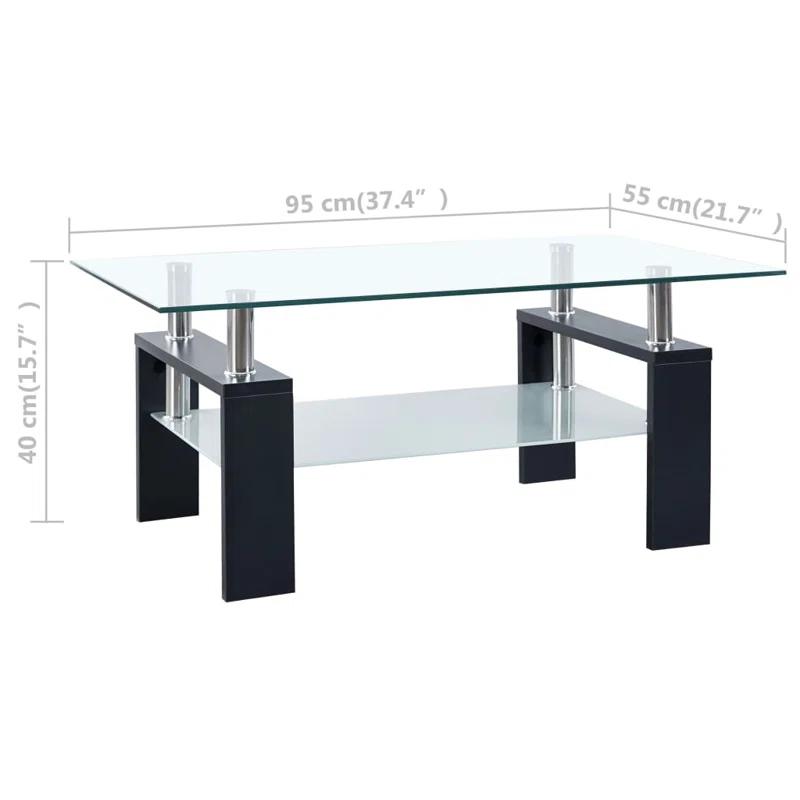 Orren Ellis Paizleigh vidaXL Coffee Table, Tempered Glass Top, Center Table, 37.4''x21.7''x15.7''