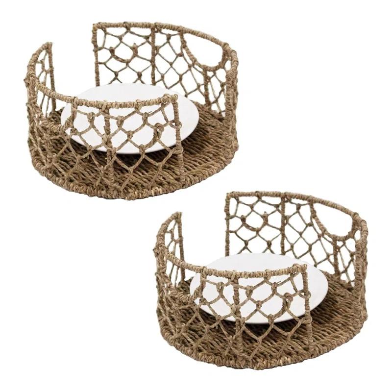 Bayou Breeze Set of 2: Stylish Natural Seagrass Plate Caddy Carriers