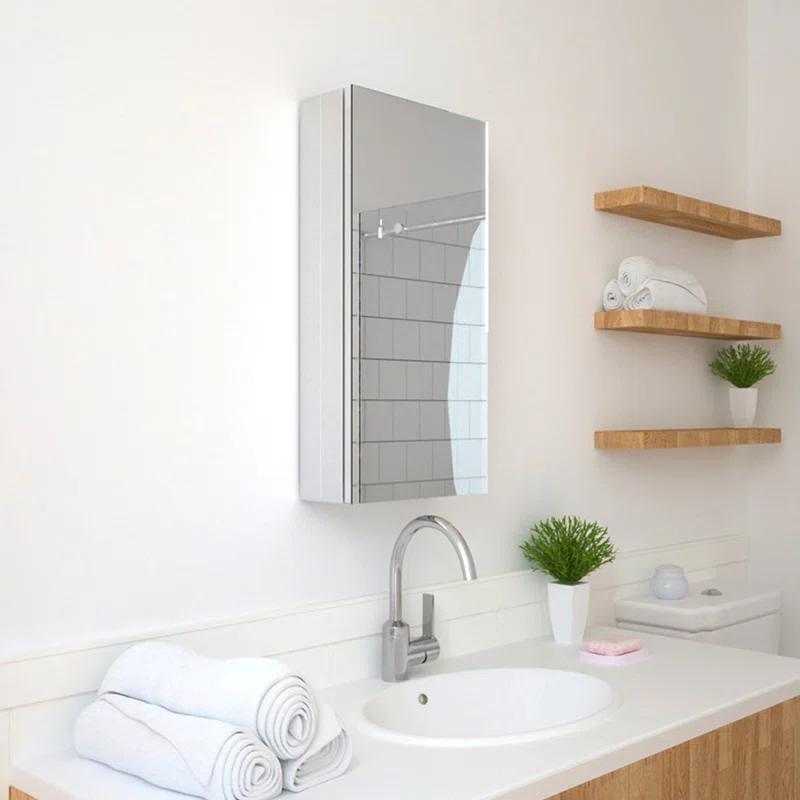 W 24'' H Frameless Medicine Cabinet Mirror 2 Adjustable