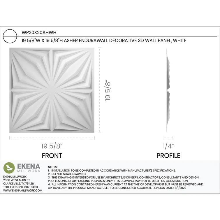 Ekena Millwork Asher EnduraWall Decorative 3D Wall Panel (Set of 12)