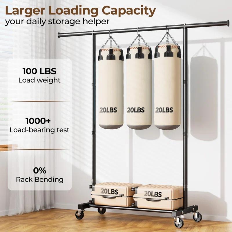 Rebrilliant Standing Rolling Clothing Rack | Wayfair