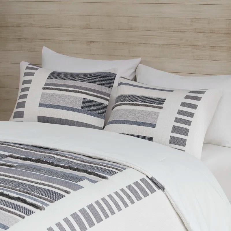 INK+IVY Serena Navy/Gray Standard Cotton 3 Piece Comforter Set