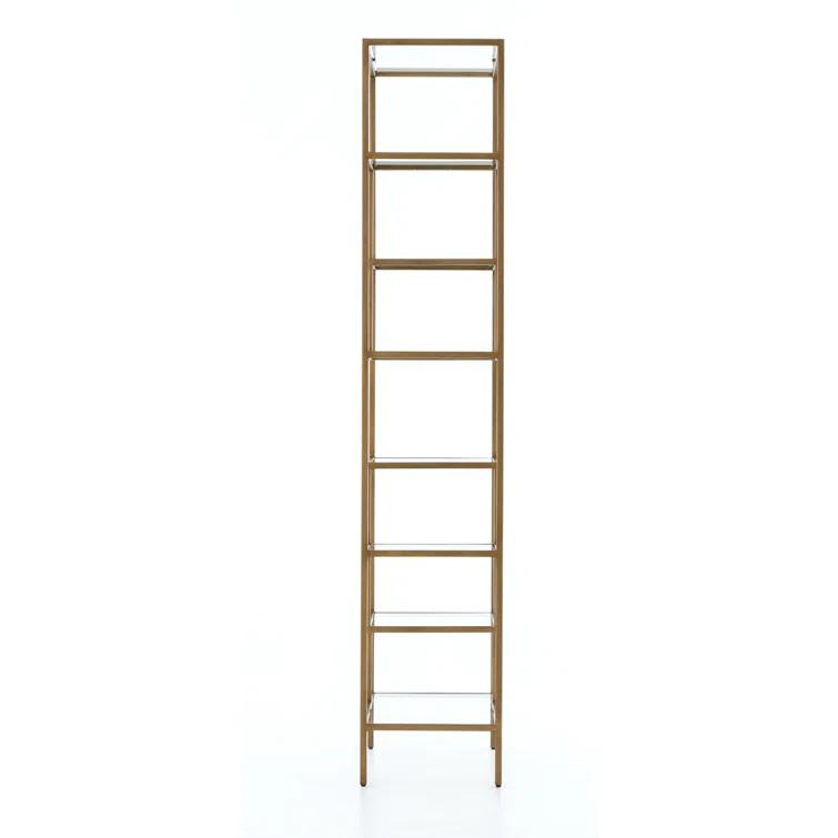 Helena Antique Brass 102'' Industrial Glass Bookcase