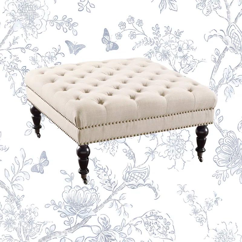 Kelly Clarkson Home Landis 35" Nailhead Trim Tufted Upholstered Ottoman
