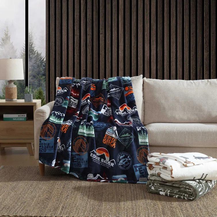 Eddie Bauer Eddie Bauer Printed Ultra Soft Plush Fleece Reversible Blanket