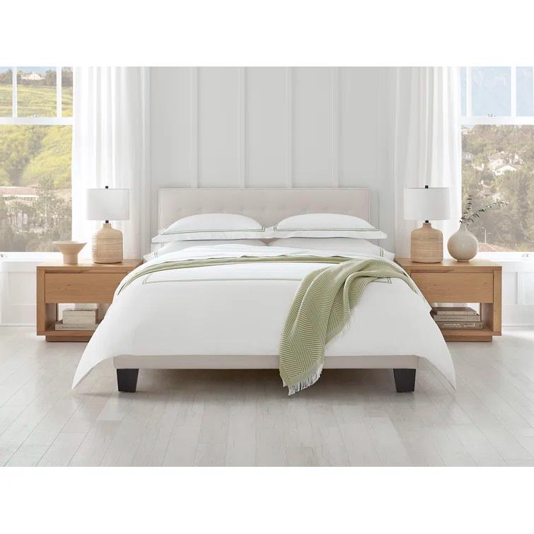 Twin White and Ocean Cotton Percale Duvet Cover