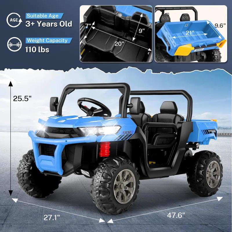Himimi Delia Himimi 24 Voltage  Ride On Dump Truck, 2 Seater Kids UTV with Electric Dump Bed, Remote Control