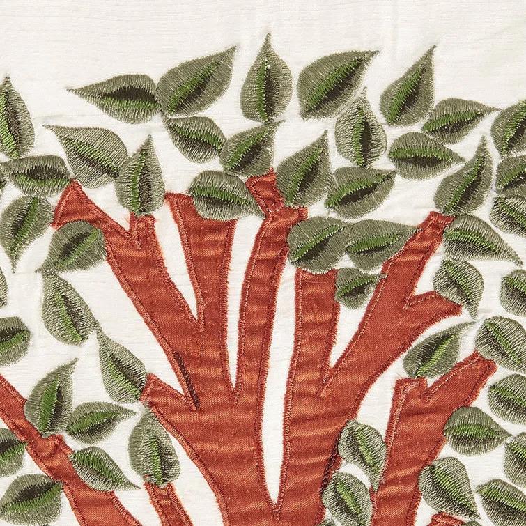 Arcadia Home Silk Table Runner with Tree of Life Embroidery and Hand Beading - 18x72"