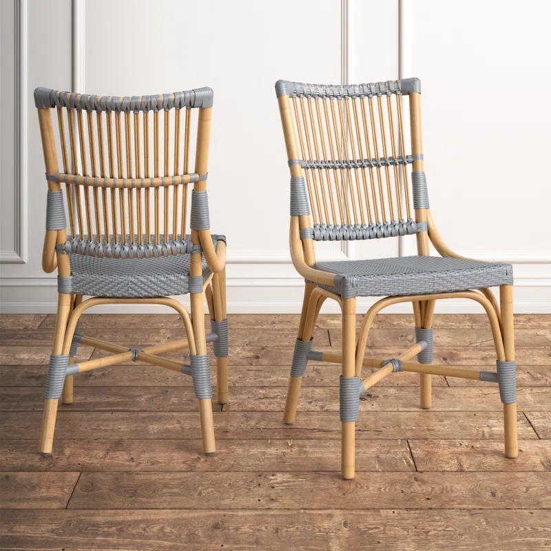 Kelly Clarkson Home Kaylee Slat Back Side Chair in Brown/Gray (Set of 2)