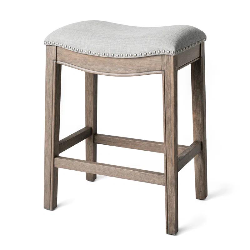 Maven Lane Maven Lane Adrien Backless Saddle Kitchen Stool with Fabric Upholstery