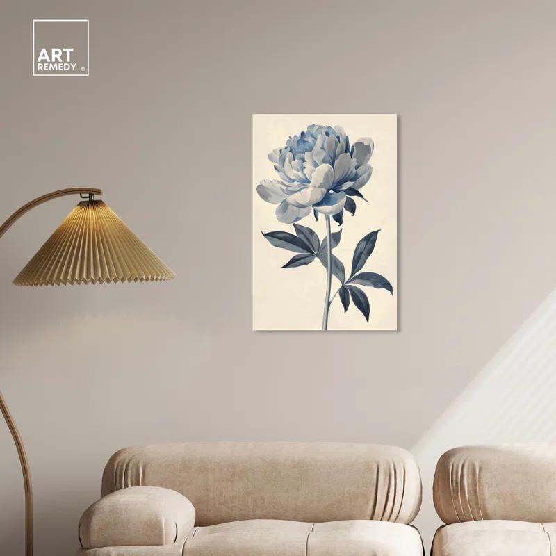 Art Remedy Delicate Blue Flower Minimalistic Floral Wall Art by Art Remedy