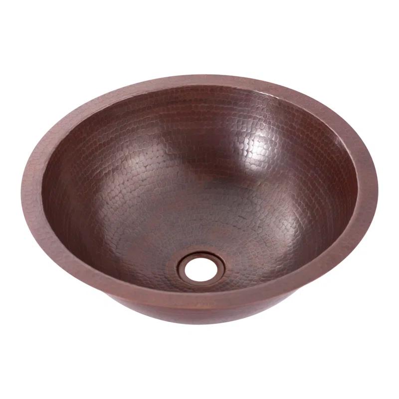 Novatto TCU-001AN Novatto 17'' Antique Hammered Copper Copper Circular Drop-in, Dual Mount, Undermount Bathroom Sink