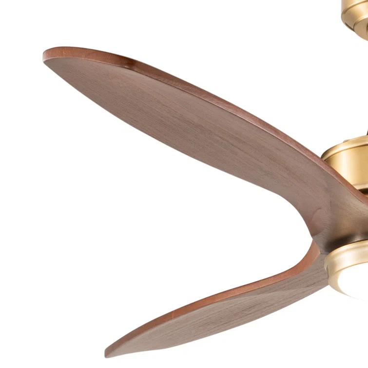 Wade Logan® Ballog 52 in. Matte Black and Brushed Silver Indoor Outdoor Rod Mount Industrial Ceiling Fan with Wooden Walnut Blades, Dimmable Integrated LED Light Kit and Remote Control Included, 3 Speeds
