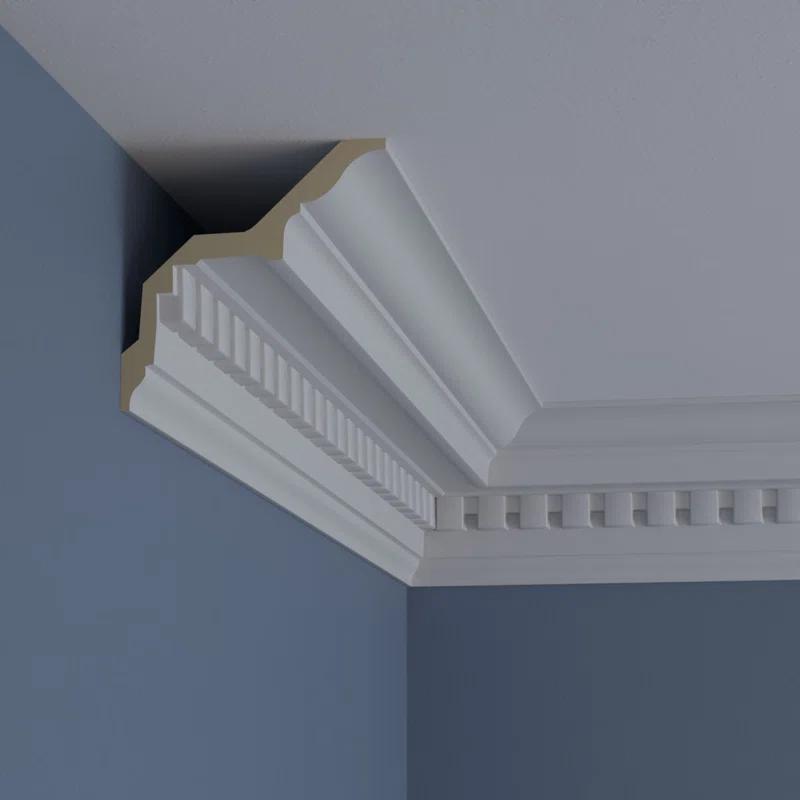 Ekena Millwork 5"H x 5"P x 7 1/8"F x 94 1/2"L Dentil Crown Moulding