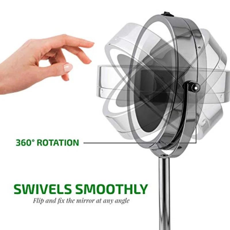 Ovente OVENTE 6" Lighted Makeup Mirror with 1X/7X Magnification, Cordless Tabletop Mount Vanity Round Mirror with 360° Swivel Design and Double Sided Cool Tone LED Ring Light, Nickel Brushed MLT60BR1X7X