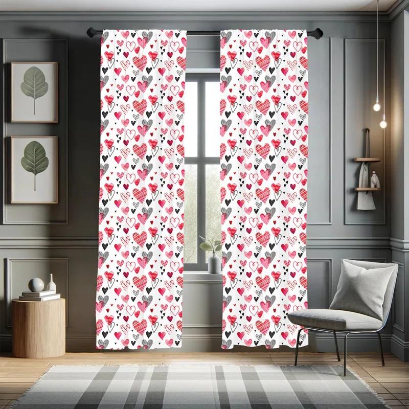 Ambesonne Valentine Semi-Sheer Rod Pocket Sliding Panel (Set of 2)