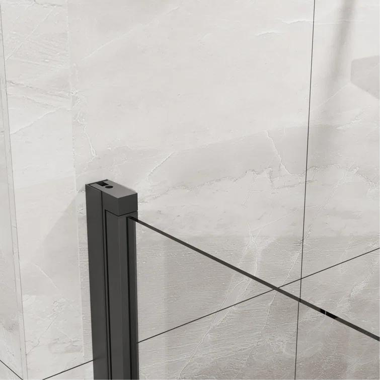 BVNECXP 34"X72" Pivot Shower Door, 1/4 Inch Thick Tempered Glass Swing Shower Door, Semi-Frameless Design YY3CHO-D163102093
