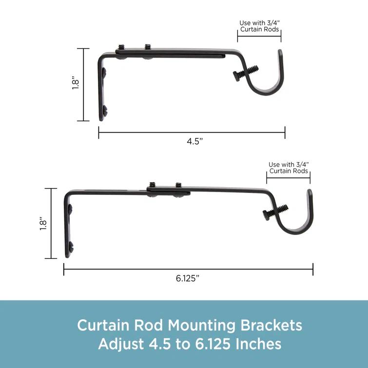 Kenney 3/4" Adjustable Brackets Curtain Rod Brackets & Reviews | Wayfair