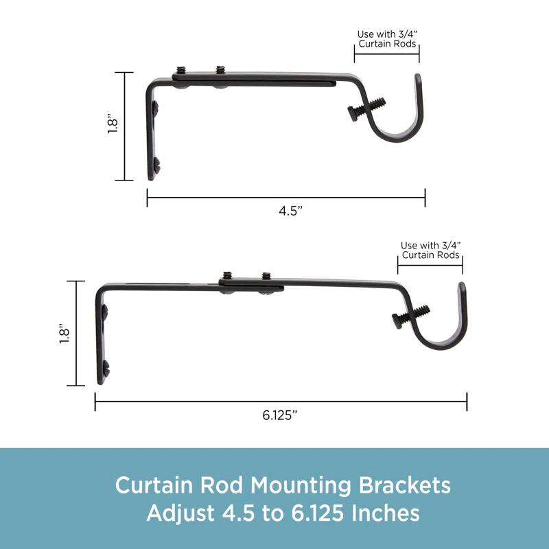 Kenney 3/4" Adjustable Brackets Curtain Rod Brackets & Reviews | Wayfair