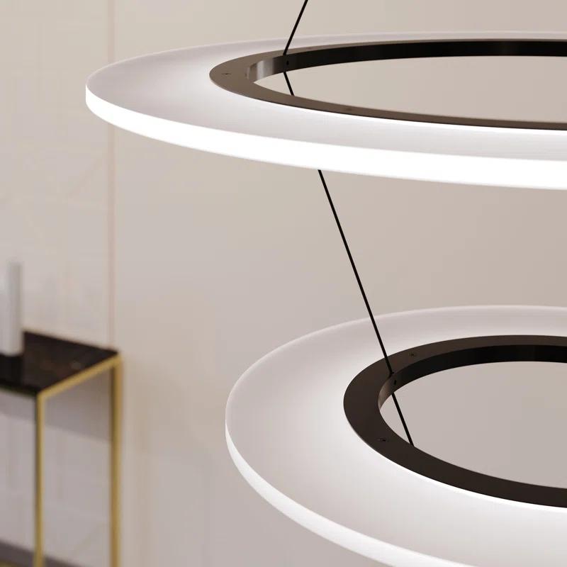 Arctic Rings 3 - Light Acrylic Dimmable LED Tiered Chandelier