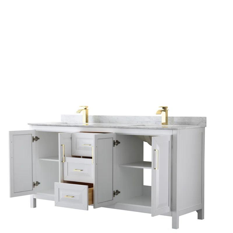 Wyndham Collection Daria 72'' Double Bathroom Vanity with Carrara Marble Top