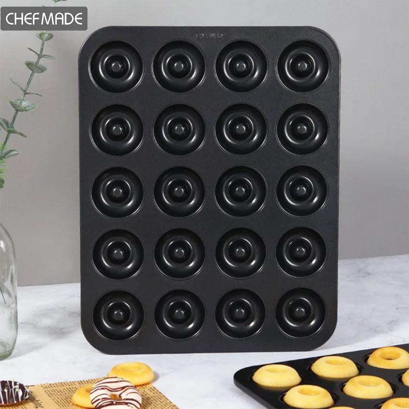 CHEFMADE CHEFMADE Donut Pan, Nonstick 20 Cavity Mini Ring Doughnut Baking Pan