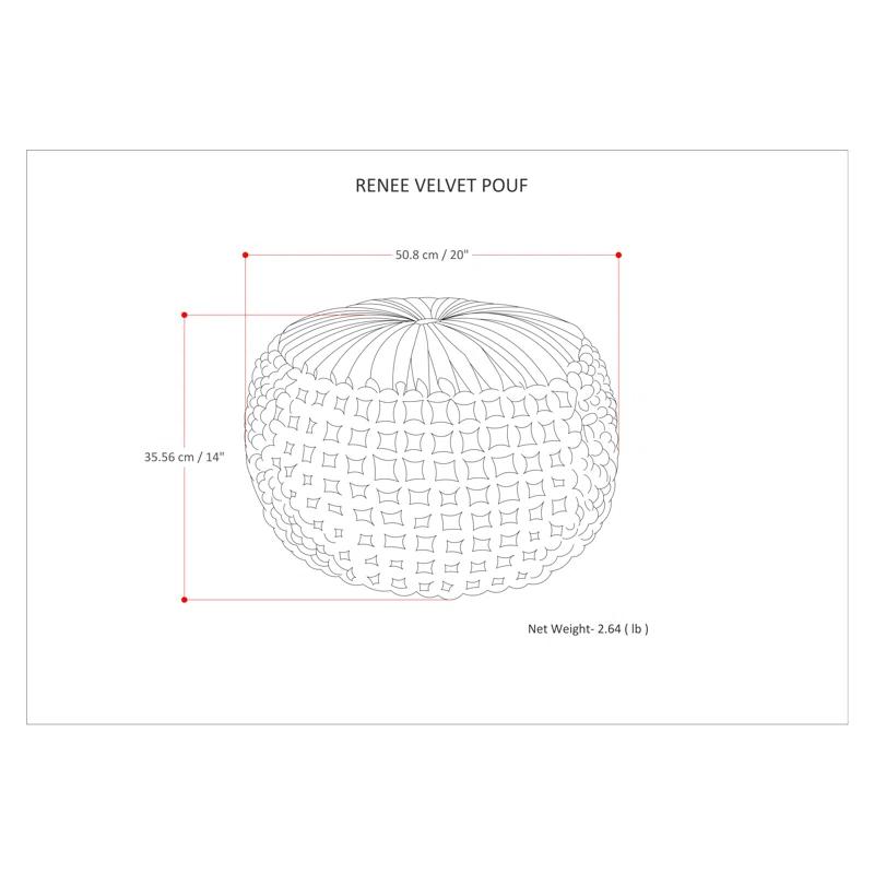 Simpli Home Renee 20"W Round Button-Tufted Velvet Pouf